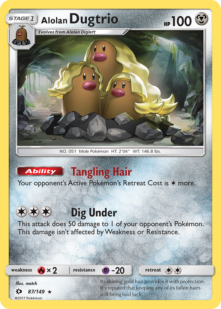 Alolan Dugtrio - 87/149 - Sun & Moon SM1 - Rare Holo