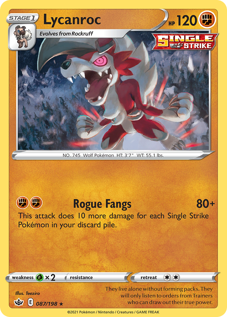 Lycanroc - 87/198 - Chilling Reign SWSH6 - Rare Holo