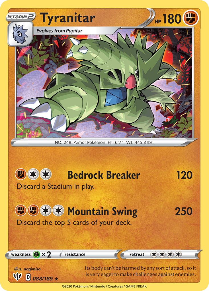 Tyranitar - 88/189 - Darkness Ablaze SWSH3 - Rare Holo