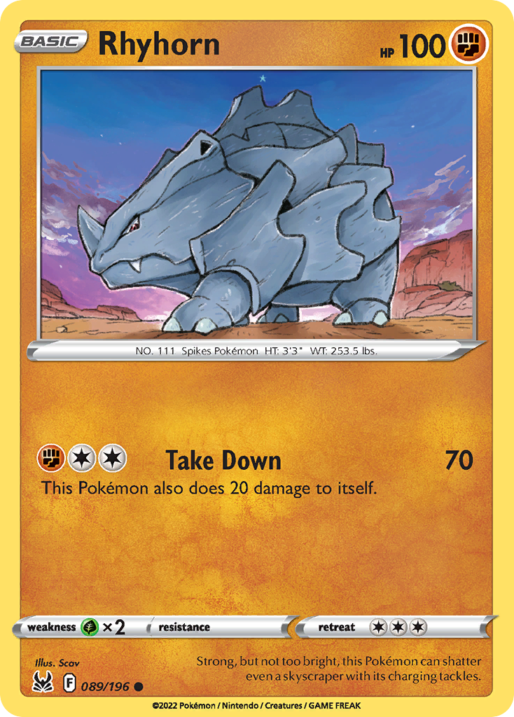 Rhyhorn - 89/196 - Lost Origin SWSH11 - Common