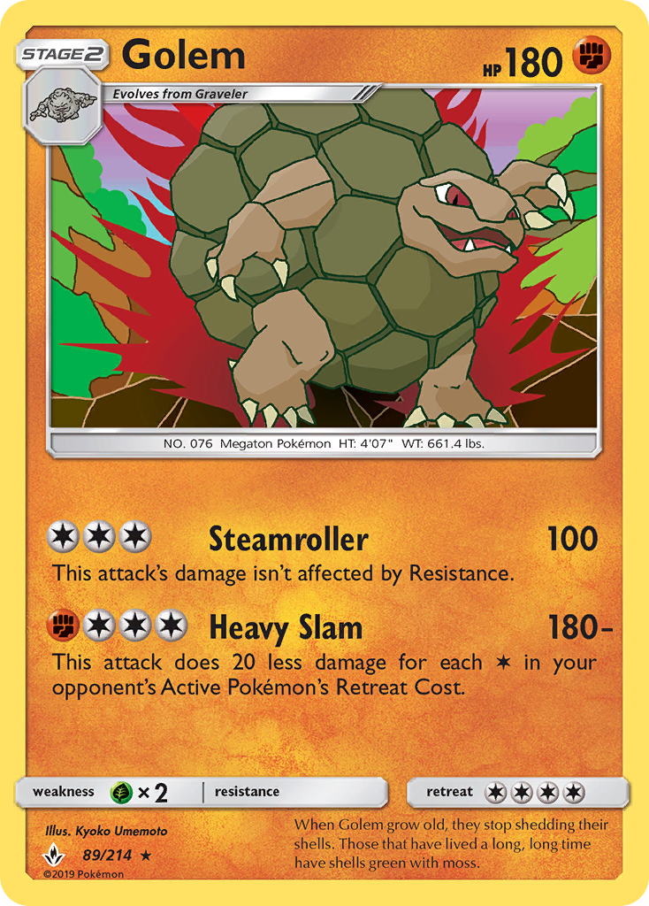 Golem - 89/214 - Unbroken Bonds SM10 - Rare Holo