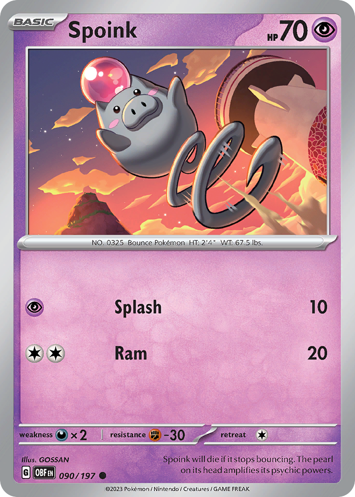 Spoink - 90/197 - Obsidian Flames SV3 - Common