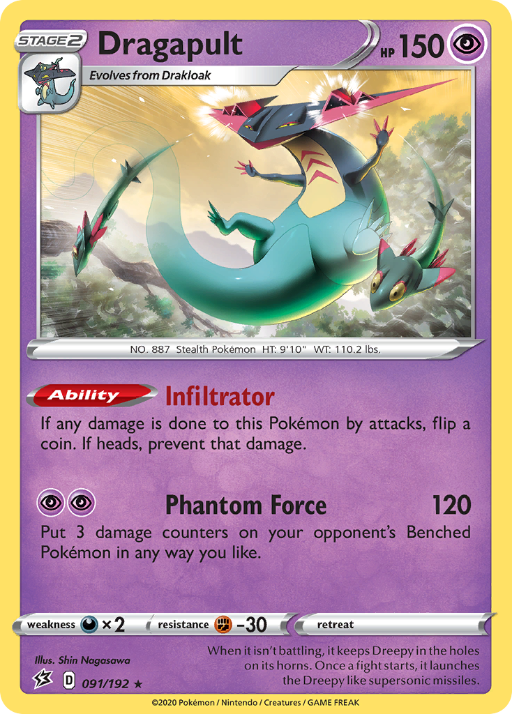 Dragapult - 91/192 - Rebel Clash SWSH2 - Rare Holo