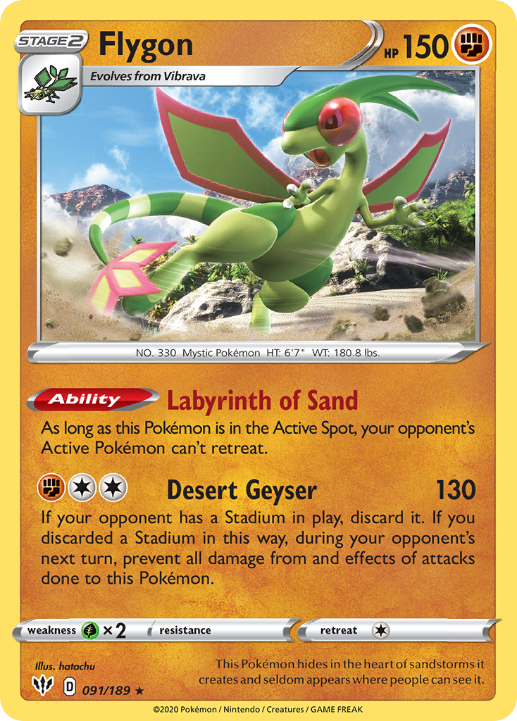 Flygon - 91/189 - Darkness Ablaze SWSH3 - Rare