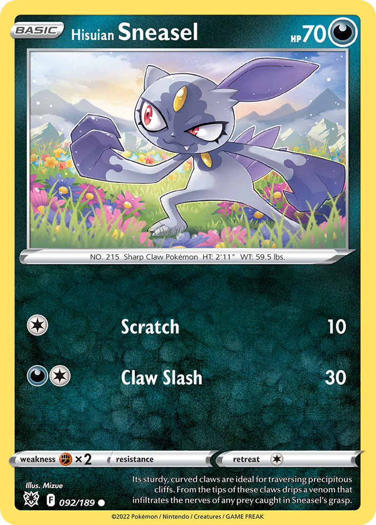Hisuian Sneasel - 92/189 - Astral Radiance SWSH10 - Common