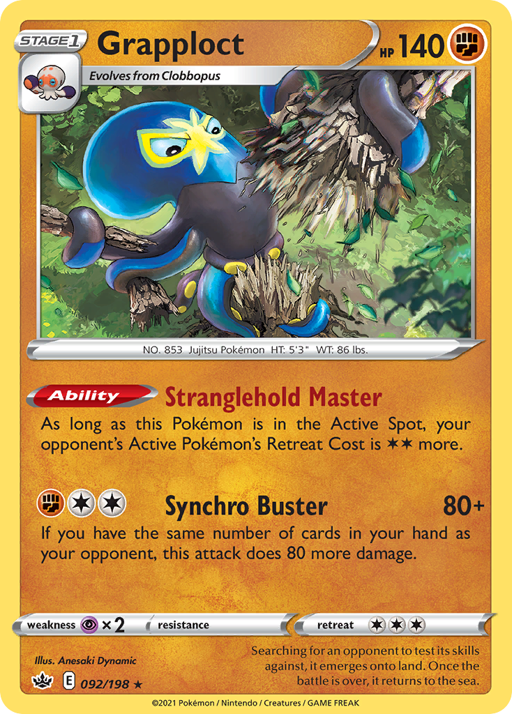 Grapploct - 92/198 - Chilling Reign SWSH6 - Rare Holo