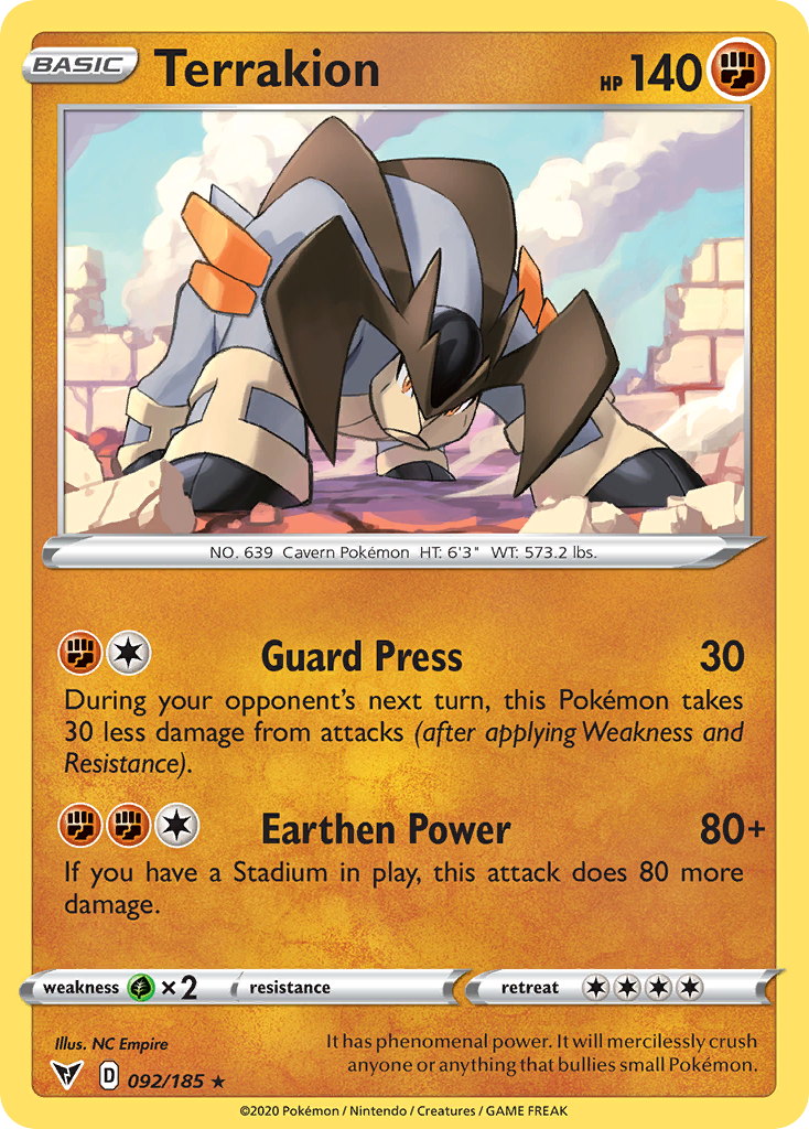 Terrakion - 92/185 - Vivid Voltage SWSH4 - Rare