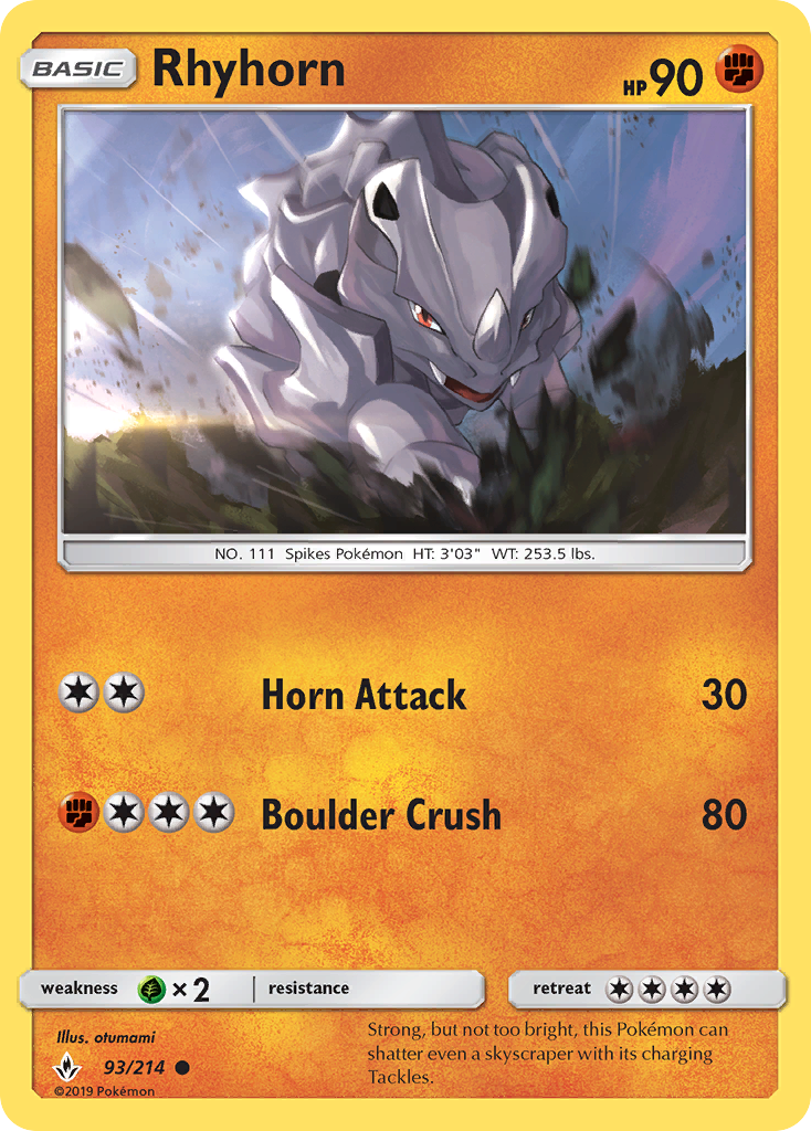 Rhyhorn - 93/214 - Unbroken Bonds SM10 - Common