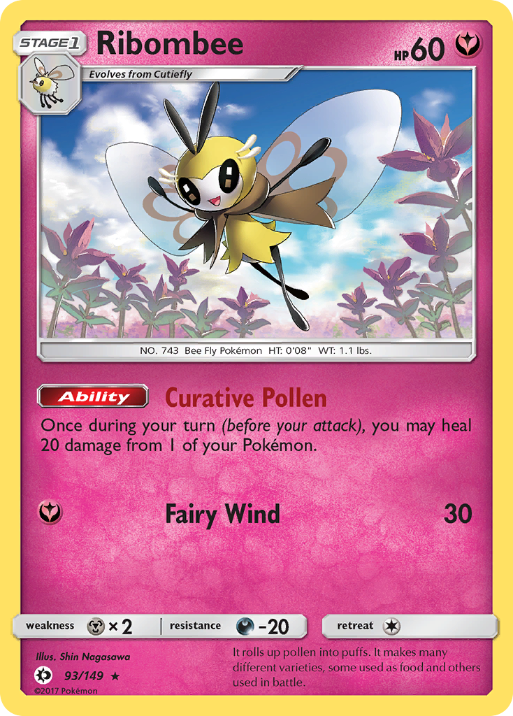 Ribombee - 93/149 - Sun & Moon SM1 - Rare Holo