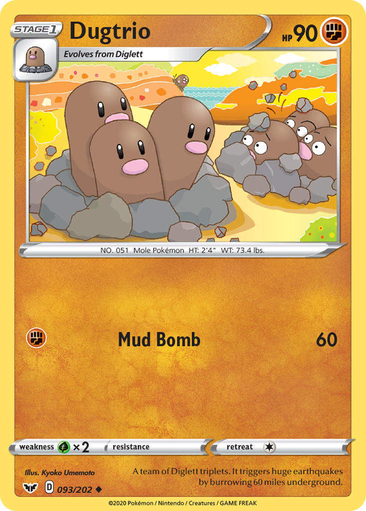 Dugtrio - 93/202 - Sword & Shield SWSH1 - Uncommon