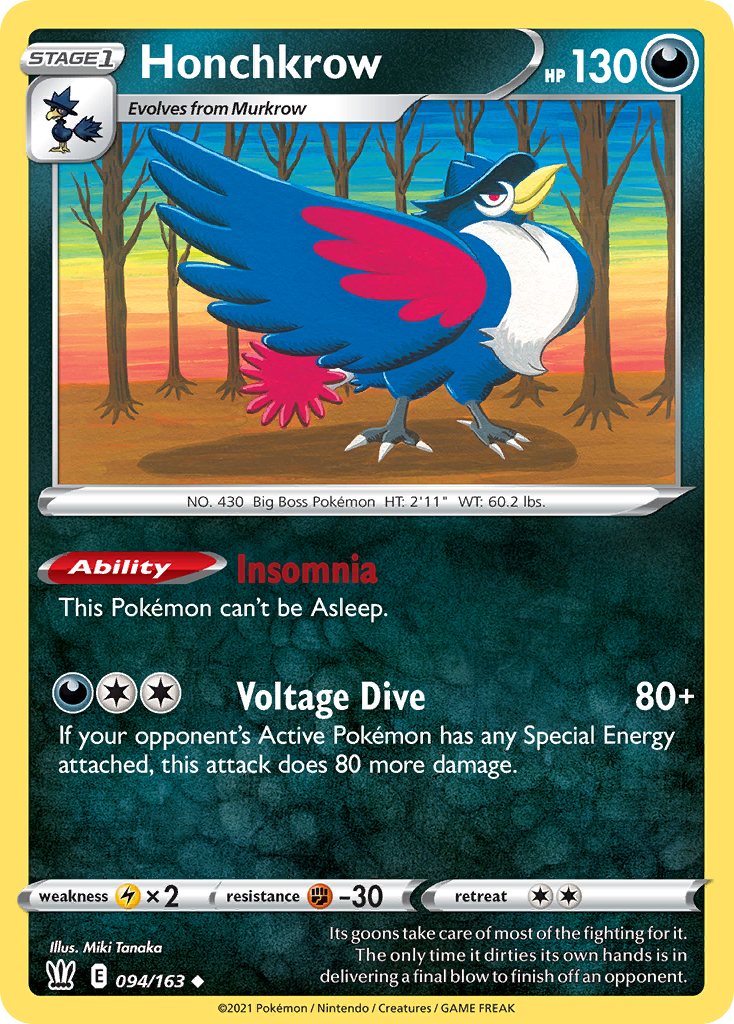 Honchkrow - 94/163 - Battle Styles SWSH5 - Uncommon