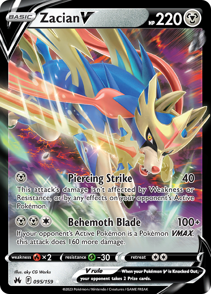 Zacian V - 95/159 - Crown Zenith SWSH12PT5 - Rare Holo V