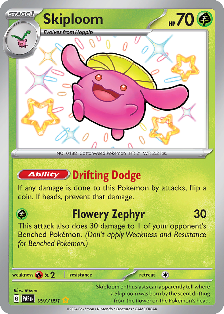 Skiploom - 97/91 - Paldean Fates SV4PT5 - Shiny Rare
