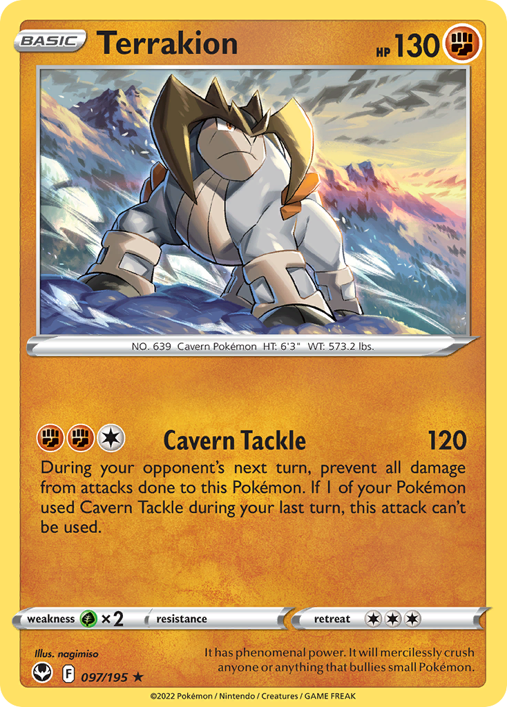 Terrakion - 97/195 - Silver Tempest SWSH12 - Rare Holo