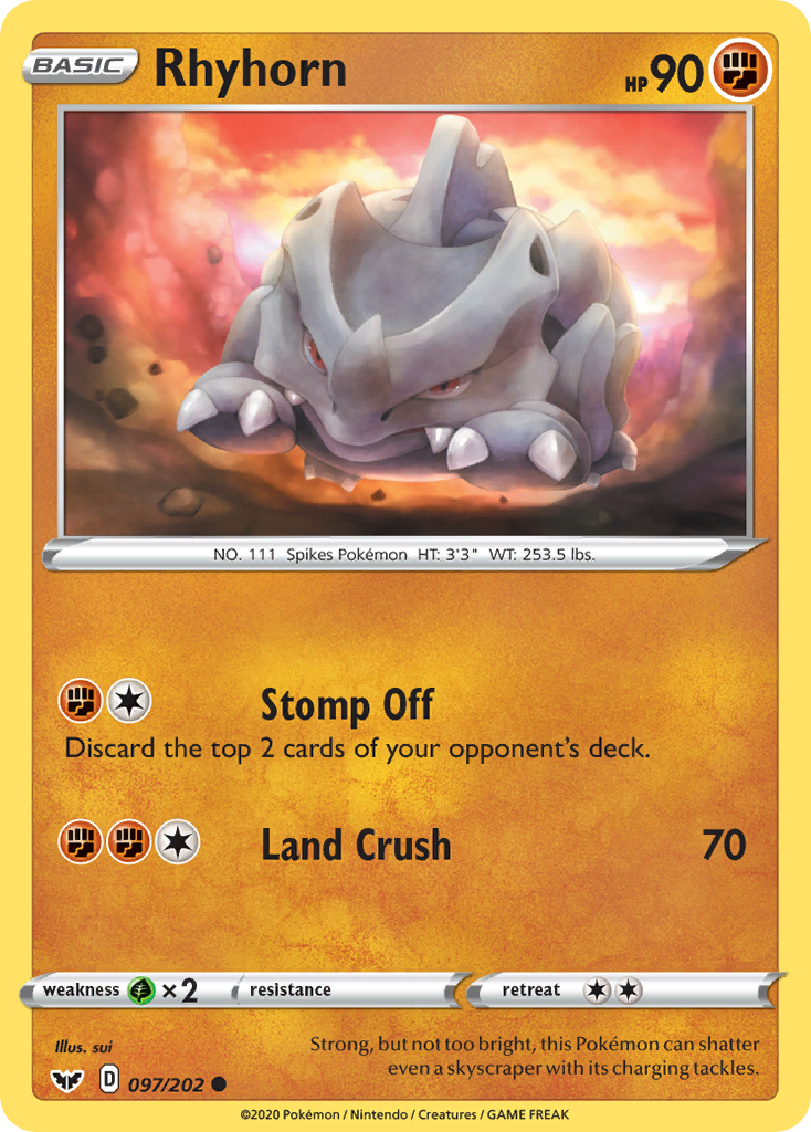 Rhyhorn - 97/202 - Sword & Shield SWSH1 - Common