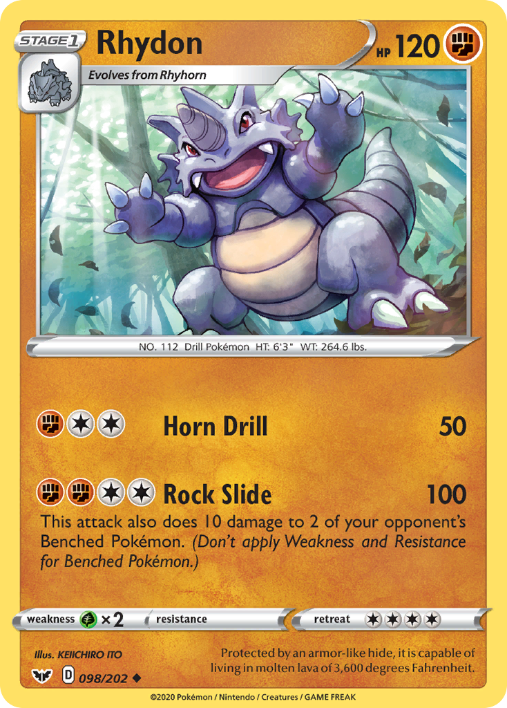 Rhydon - 98/202 - Sword & Shield SWSH1 - Uncommon