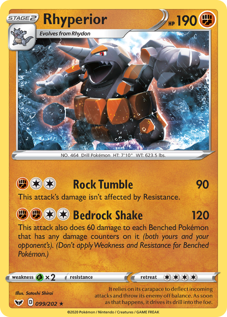 Rhyperior - 99/202 - Sword & Shield SWSH1 - Rare Holo