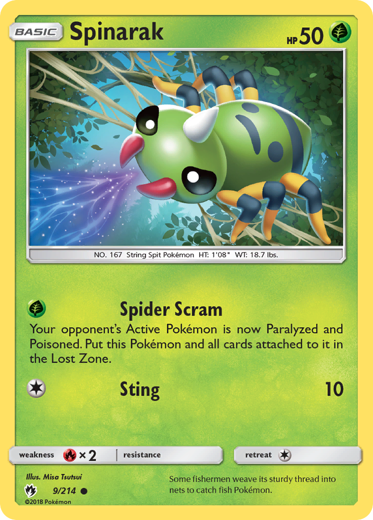 Spinarak - 9/214 - Lost Thunder SM8 - Common
