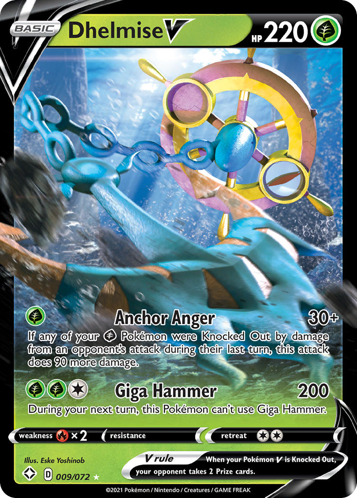 Dhelmise V - 9/72 - Shining Fates SWSH45 - Rare Holo V