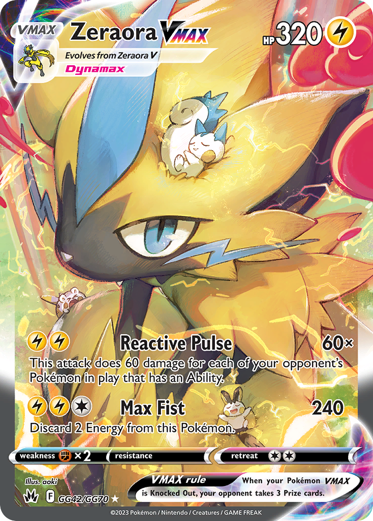 Zeraora VMAX - GG42/70 - Crown Zenith Galarian Gallery SWSH12PT5GG - Rare Holo VMAX